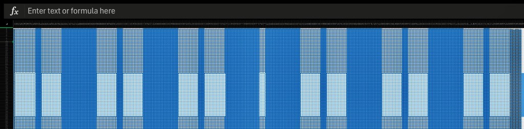Diagram showing stripes in warp created in Excel