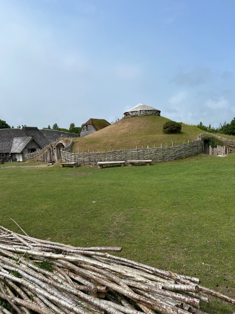 A photo of the reconstructed building called 'The Earthouse' at the Ancient Technology Centre. 